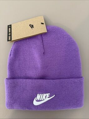Nike Lilac Cuffed Beanie with White Logo